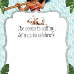 Free Moana Birthday Invitation Template | Moana / Luau Themed   Free Printable Moana Birthday Cards