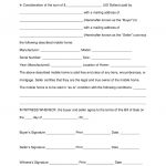 Free Mobile (Manufactured) Home Bill Of Sale Form   Word | Pdf   Free Printable Mobile Home Bill Of Sale