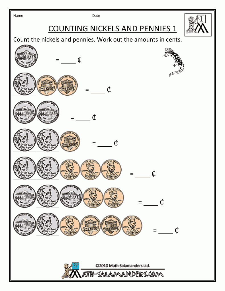 Free Money Counting Printable Worksheets - Kindergarten, 1St Grade - Free Printable Money Activities