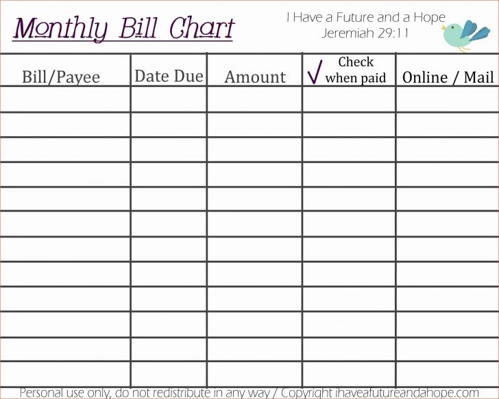 Free Printable Weekly Bill Organizer