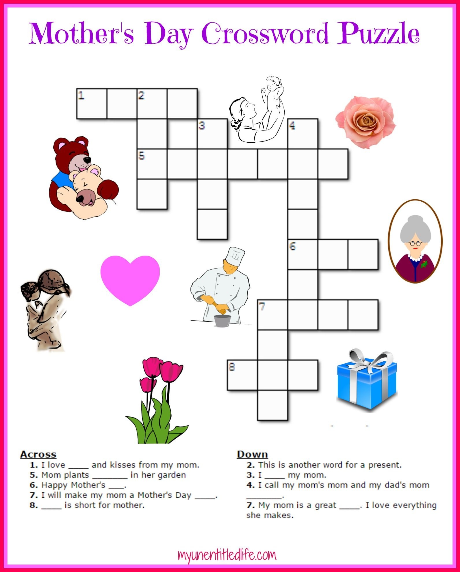 Free Mother&amp;#039;s Day Crossword Puzzle Printable | Crafts For Kids - Free Printable Mother&amp;#039;s Day Games