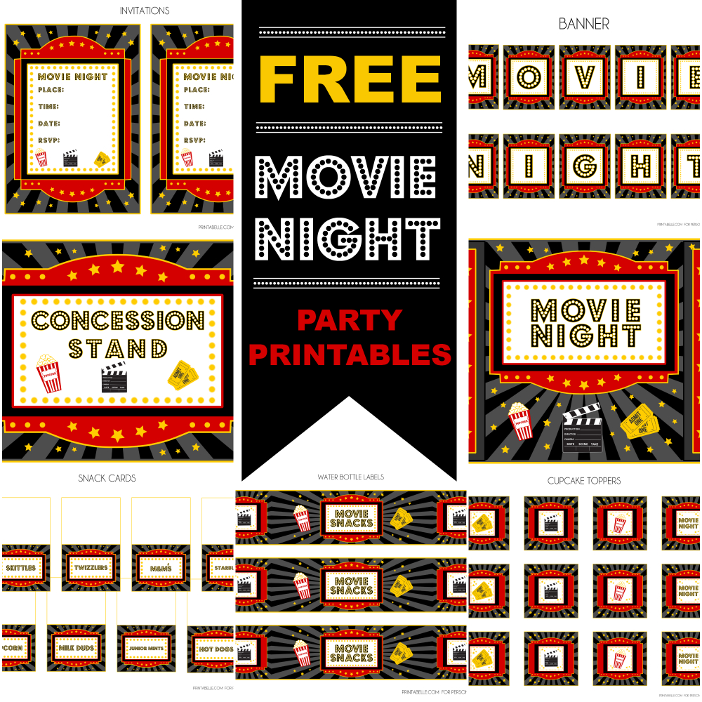 Free Movie Night Party Printablesprintabelle | Catch My Party - Free Concessions Printable