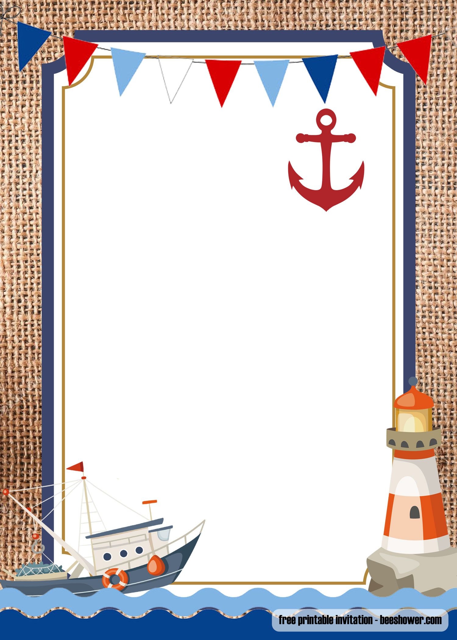 Free Nautical Theme Baby Shower Invitations Templates | Bagvania - Free Printable Sailboat Template