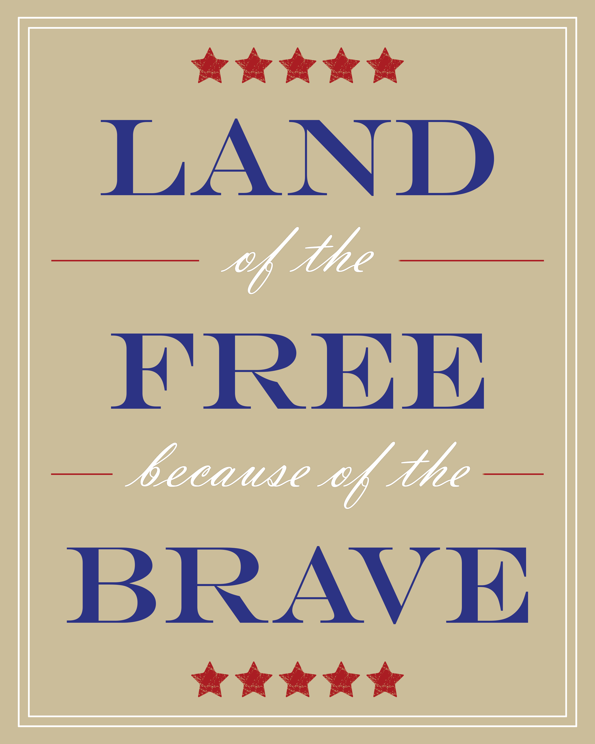 Free Patriotic 8X10 Printable Art - Precision Printables - Home Of The Free Because Of The Brave Printable