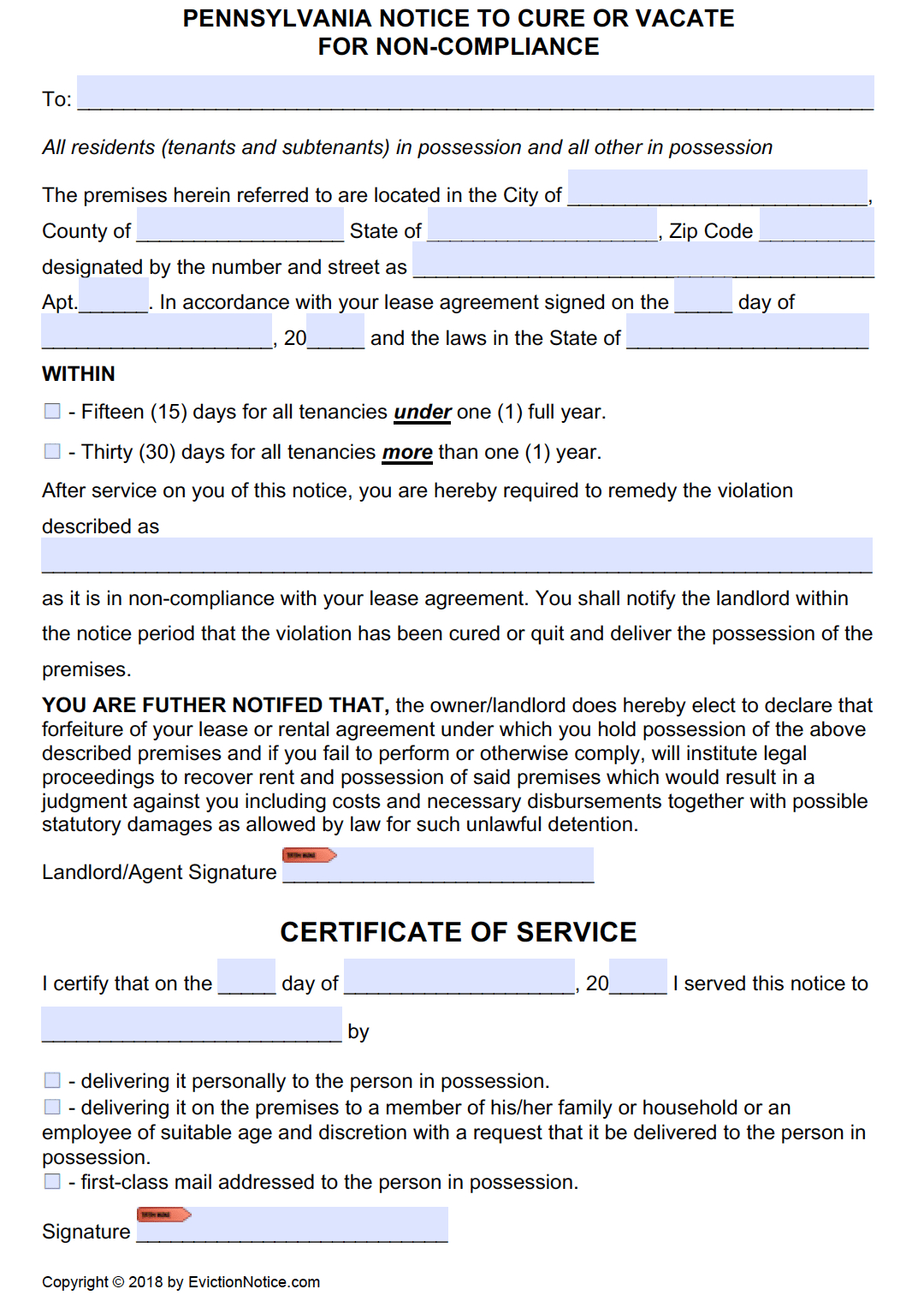 Free 8 Sample Eviction Notice Forms In Pdf Ms Word Free 10 Eviction 
