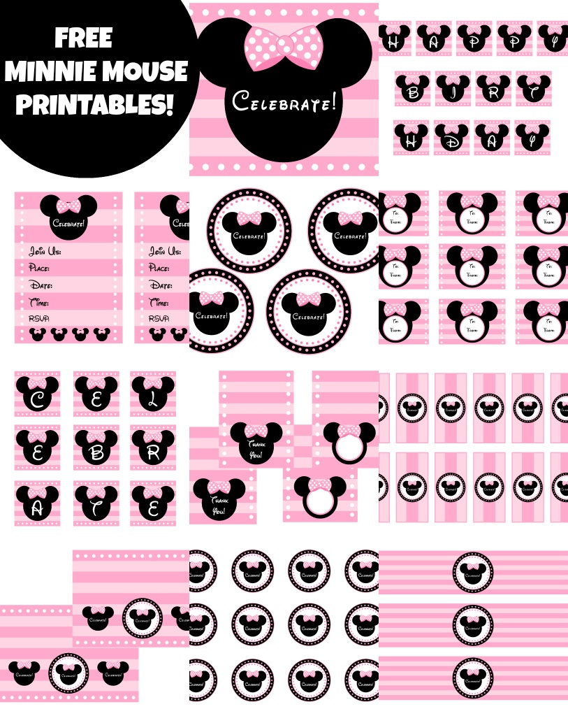 Free Pink Minnie Mouse Birthday Party Printables | Catch My Party - Free Printable Minnie Mouse Cupcake Wrappers