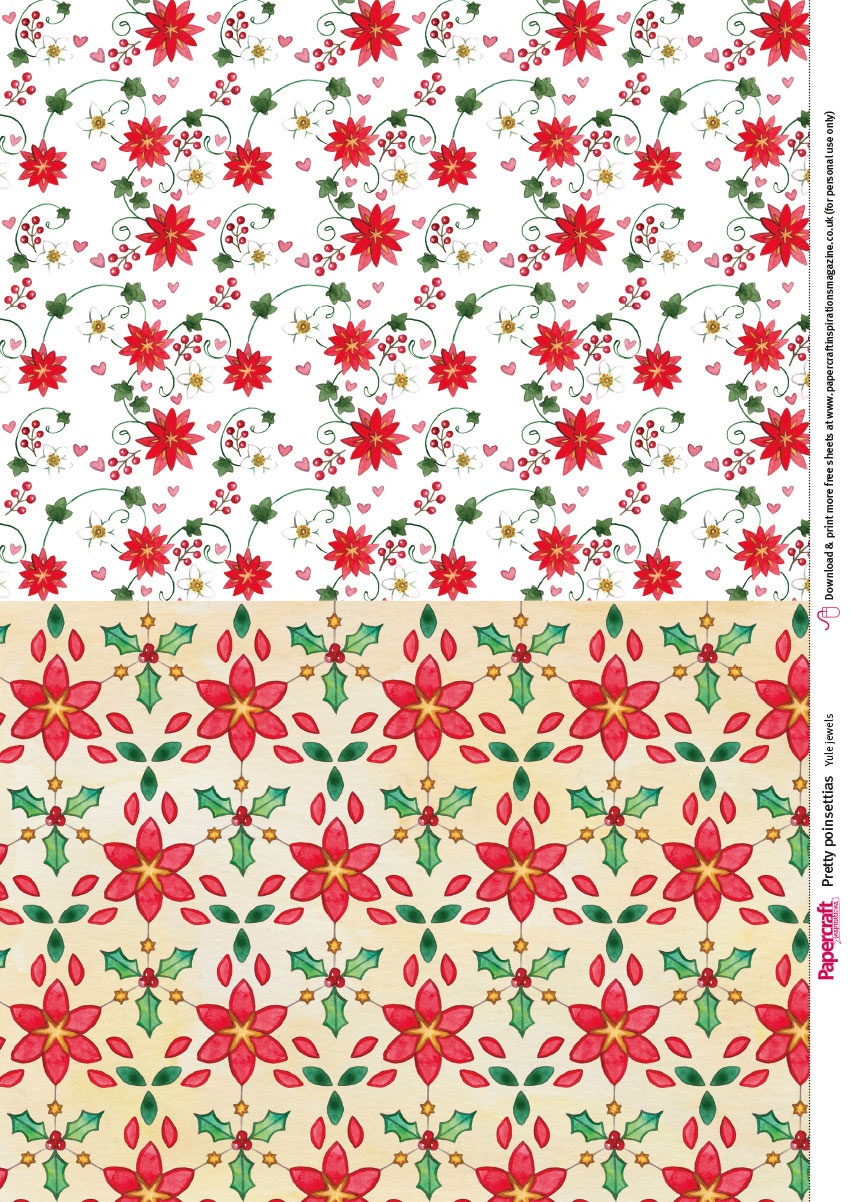 Free Poinsettia Printable Papers From Papercraft Inspirations 183 - Free Printable Pattern Paper Sheets