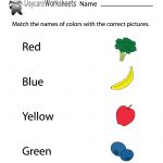 Free Preschool Color Matching Worksheet   Color Recognition Worksheets Free Printable