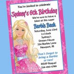 Free Print Barbie Invitations | Birthday Invitations Printable And   Free Printable Barbie Birthday Party Invitations