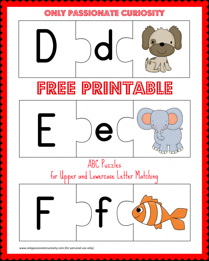 Free Printable Abc Puzzles: Upper And Lowercase Letter Matching - Free ...