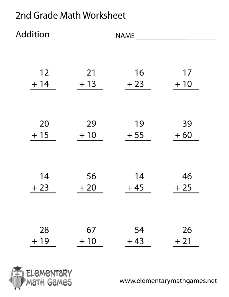 Free Printable Addition Worksheet For Second Grade - Free Printable Worksheets For 2Nd Grade