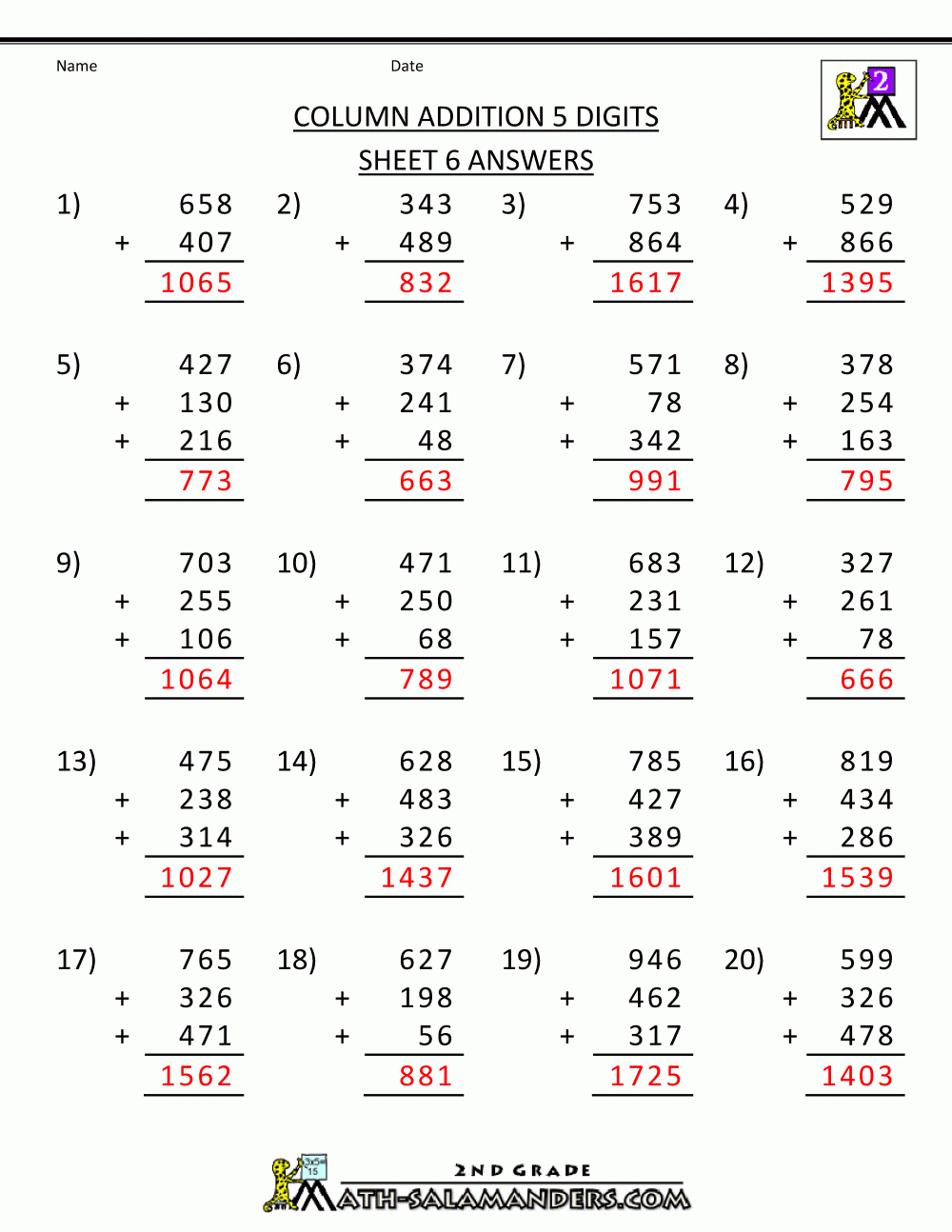 Free Printable Addition Worksheets 3 Digits - 7Th Grade Math Worksheets Free Printable With Answers