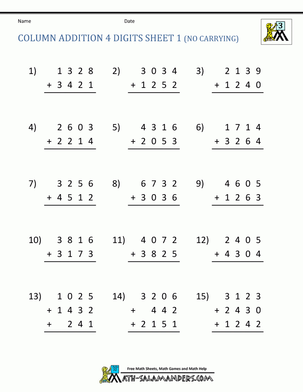 Free Printable Addition Worksheets 3Rd Grade - Free Printable Simple Math Worksheets
