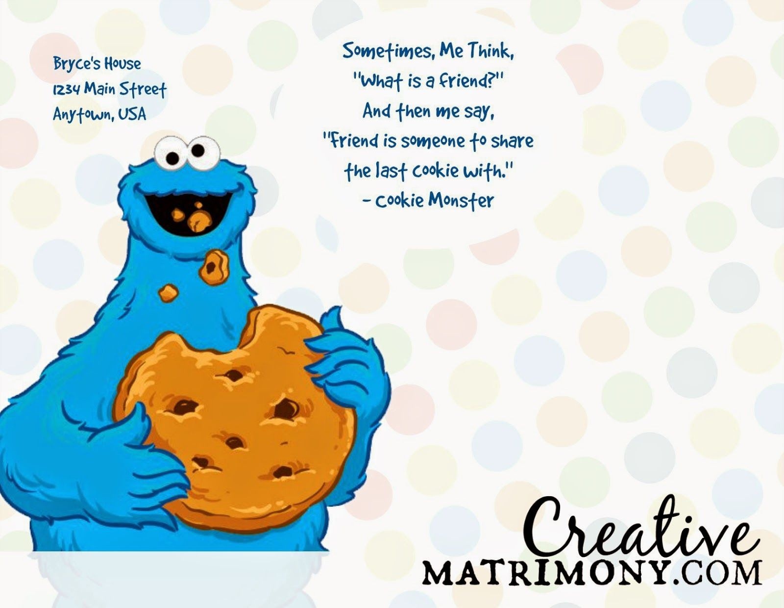 Free Printable! Adorable Sesame Street Themed Birthday Invitation - Free Printable Cookie Monster Birthday Invitations
