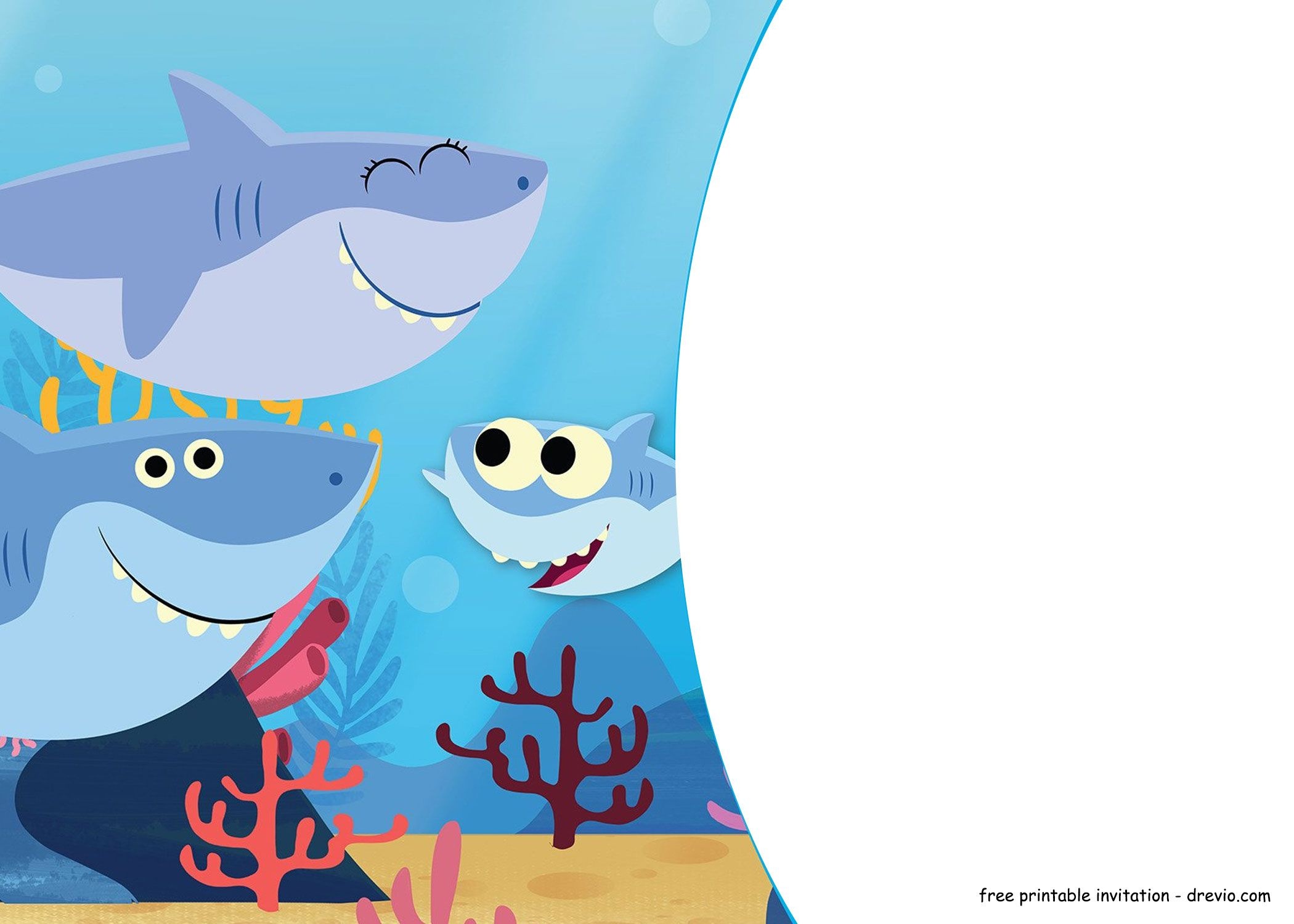 Free Printable Baby Shark Pinkfong Birthday Invitation Template - Shark Invitations Free Printable