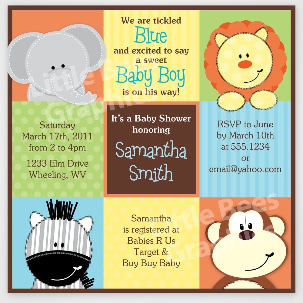 Free Printable Baby Shower Invitations | Stylish Jungle Animals - Free Printable Jungle Safari Baby Shower Invitations