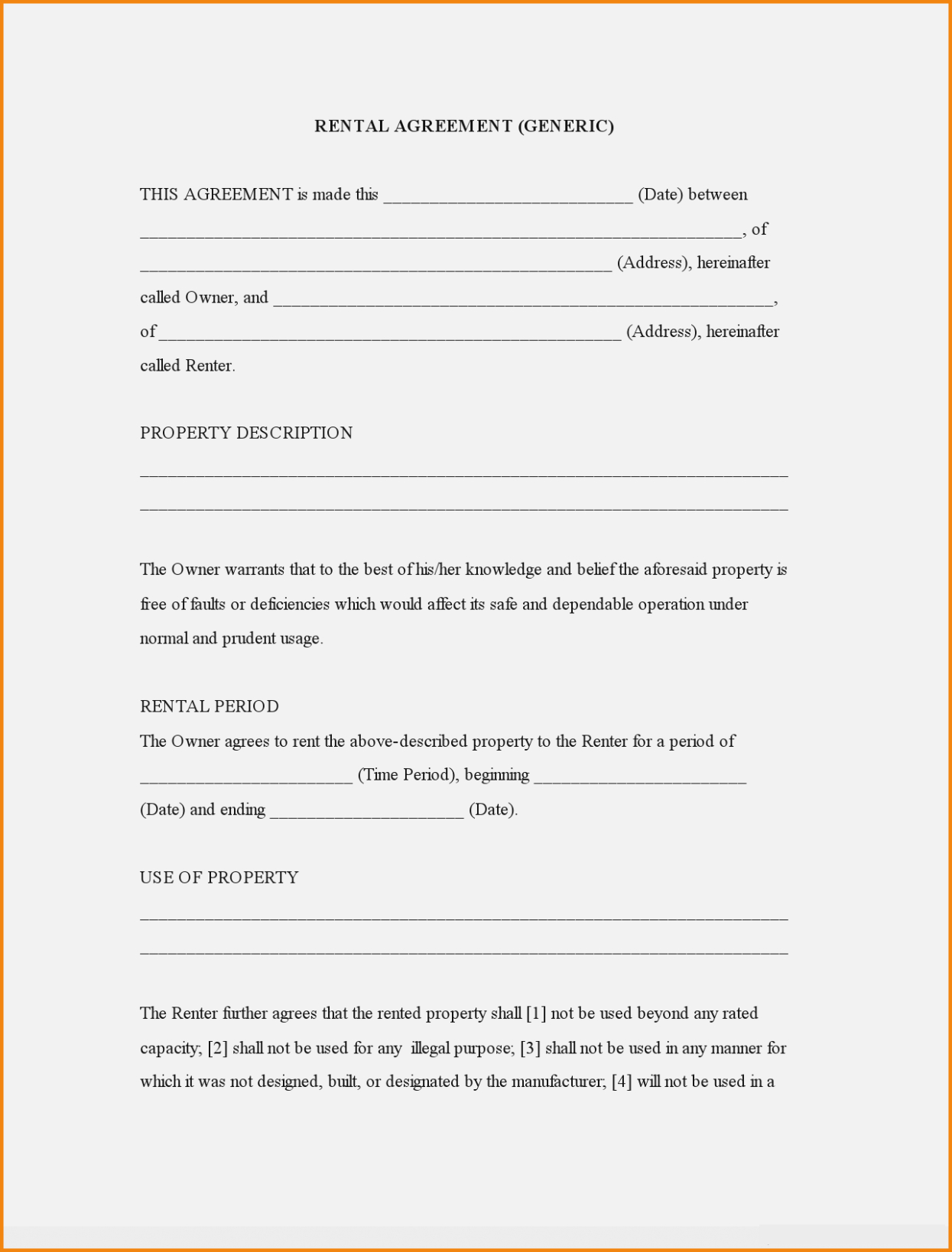 Free Printable Basic Rental Agreement - One Platform For Digital - Free Printable Basic Will