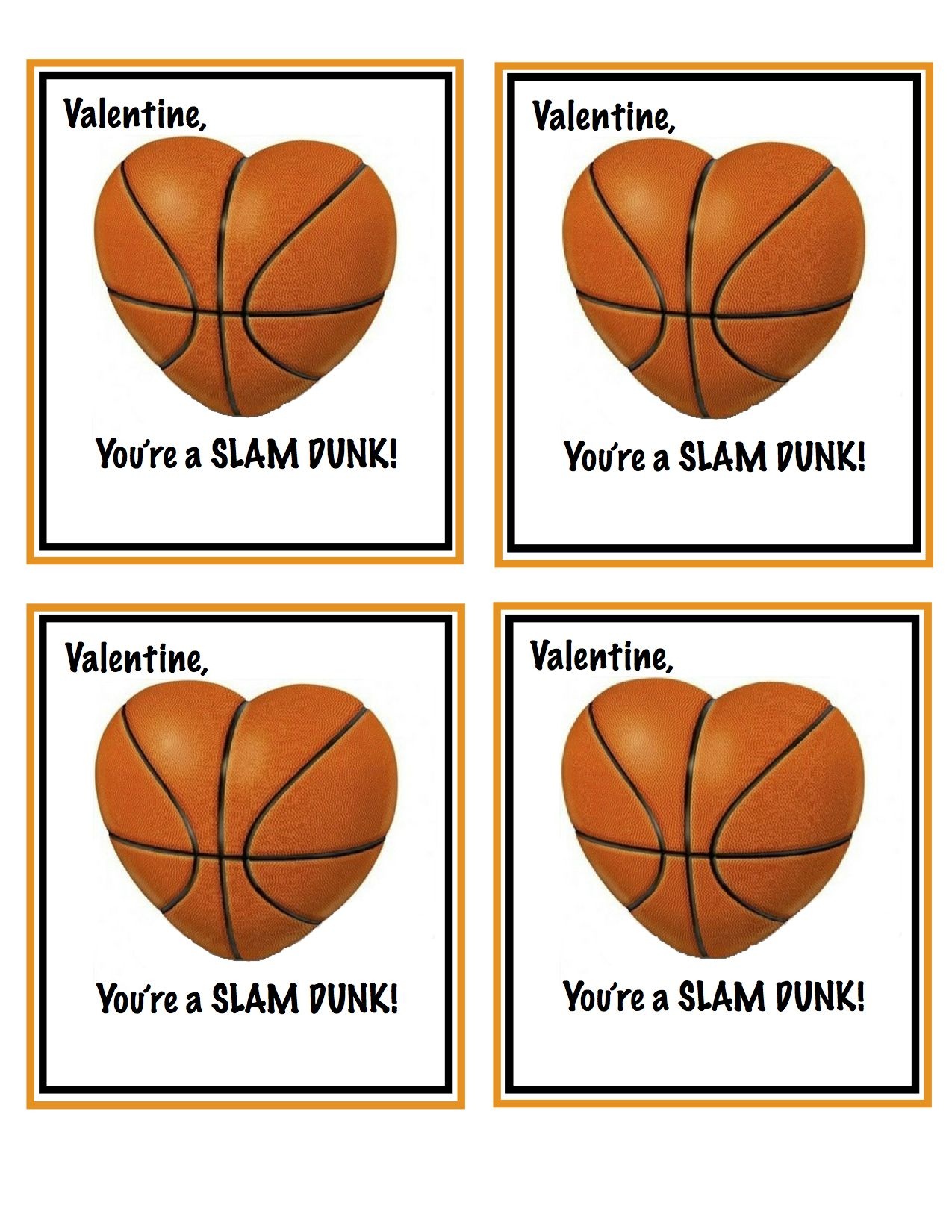 Free Printable Basketball Valentines | Valentines | Homemade - Free Printable Basketball Cards