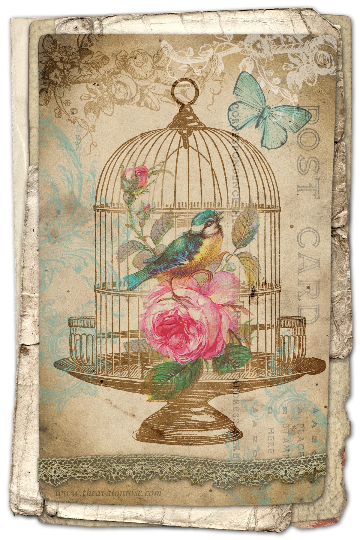 Free Printable Birdcage Art Card – Avalon Rose Design - Free Printable Vintage Pictures