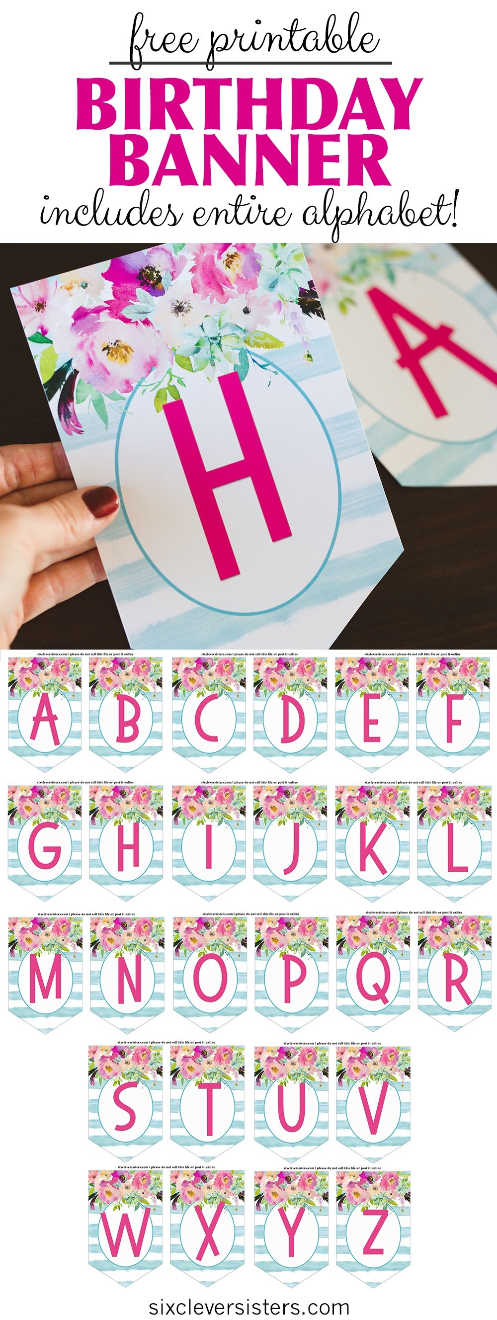 Free Printable Birthday Banner - Six Clever Sisters - Free Printable Happy Birthday Banner