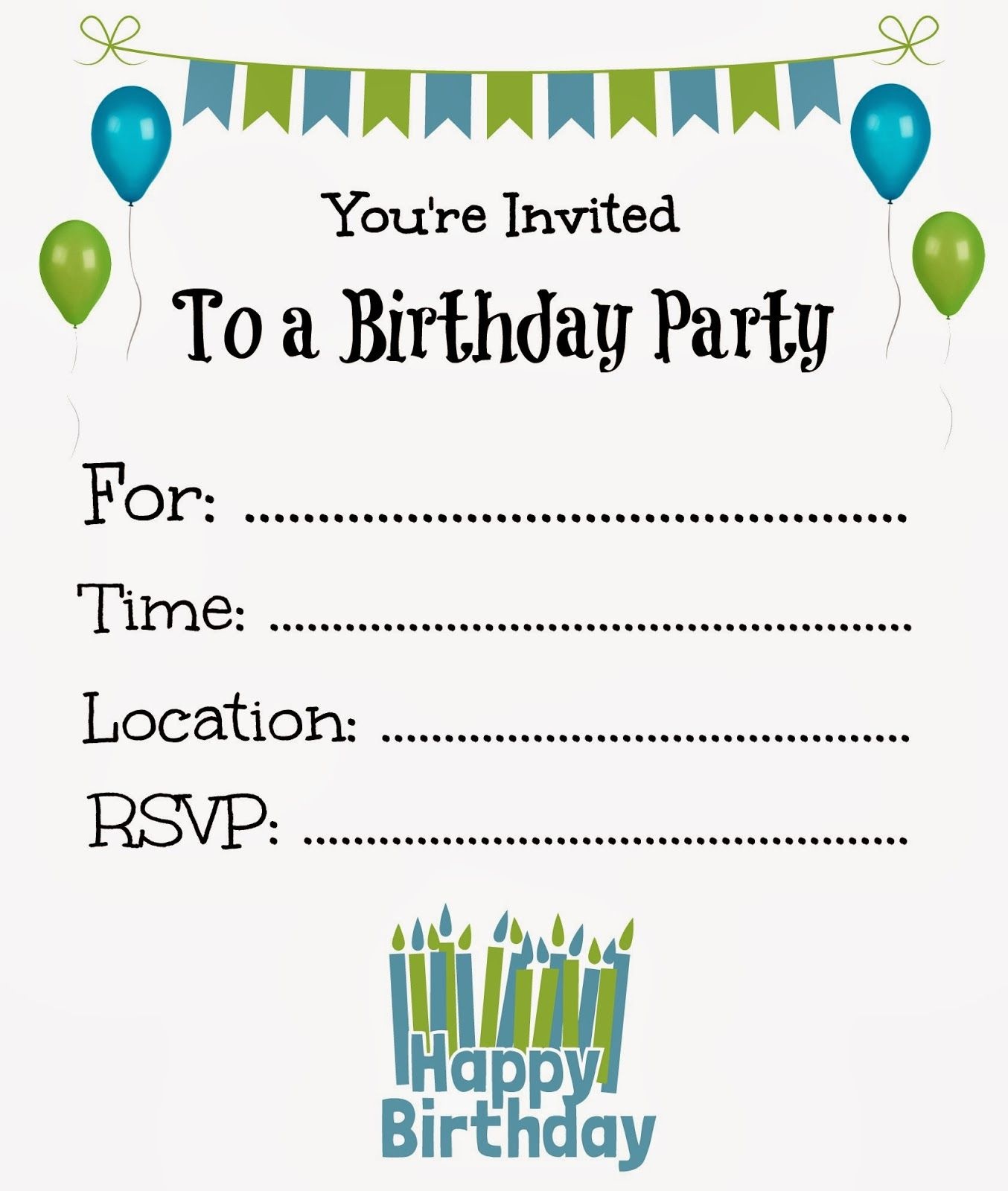 Free Printable Birthday Invitations For Kids #freeprintables - Free Printable Kids Birthday Cards Boys