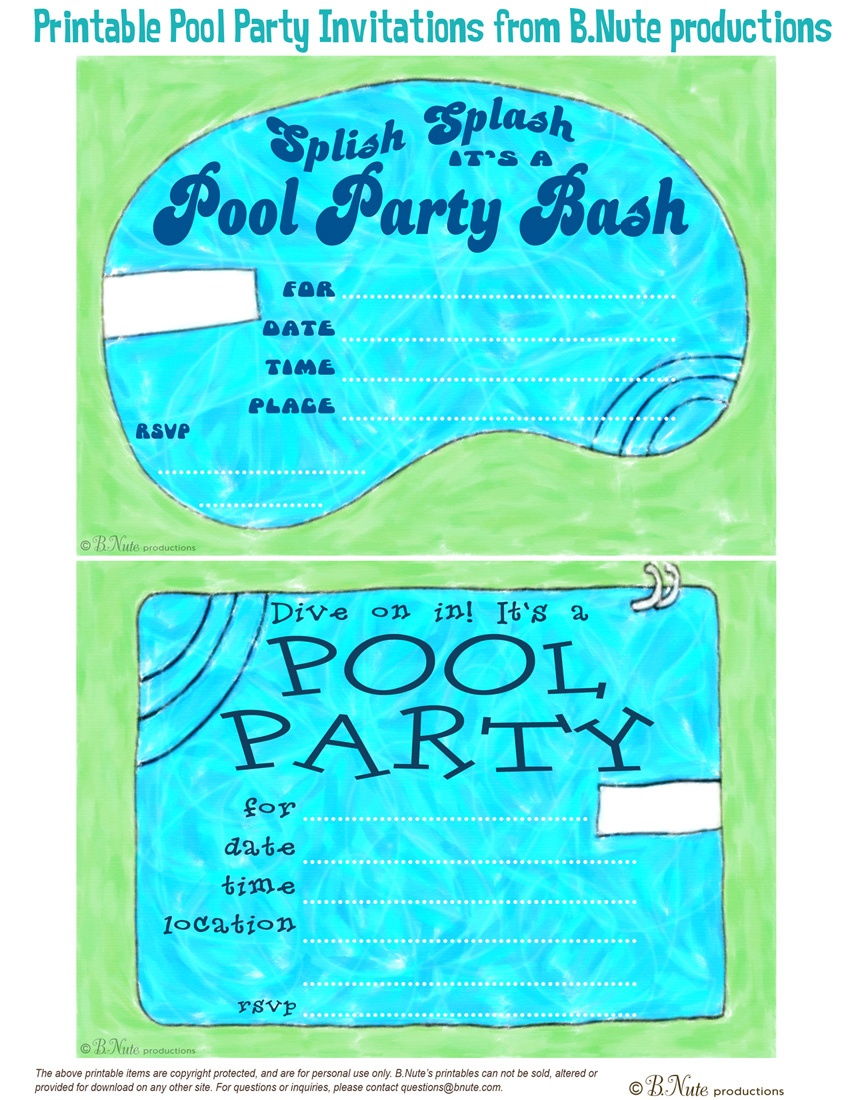 Free Printable Birthday Pool Party Invitations — Birthday Invitation - Free Printable Pool Party Birthday Invitations