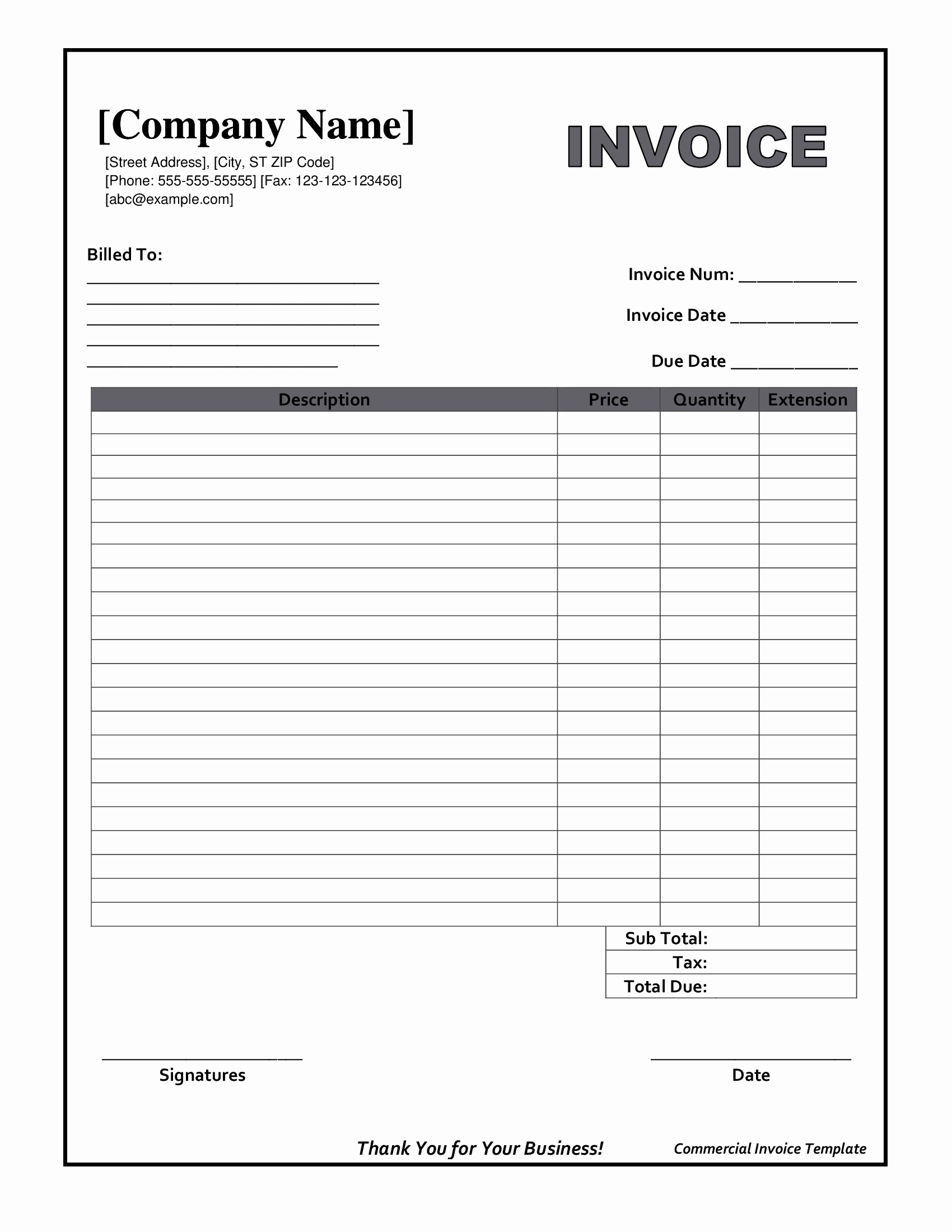 Free Printable Blank Invoice Sheet Templates Word Template Sample - Free Printable Blank Invoice