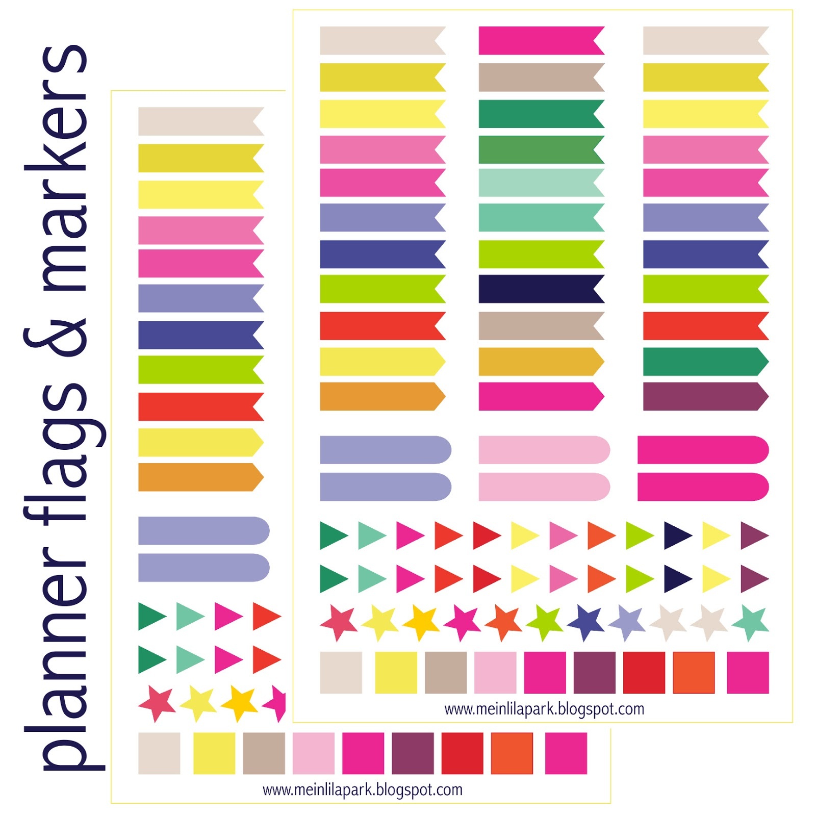 Free Printable Calendar Planner Flags And Markers - Ausdruckbare - Free Printable Diary 2015