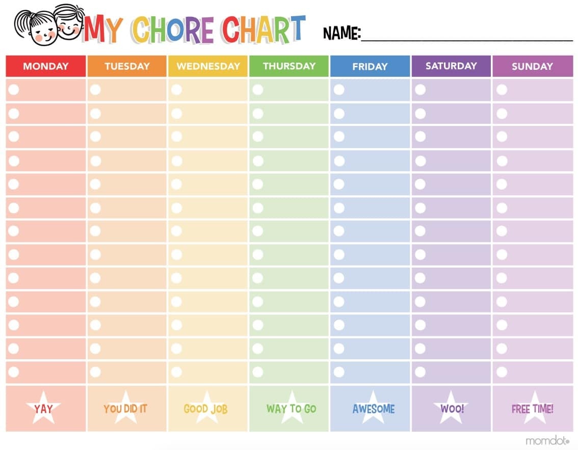 Chore Chart For Adults Printable Free Free Printable
