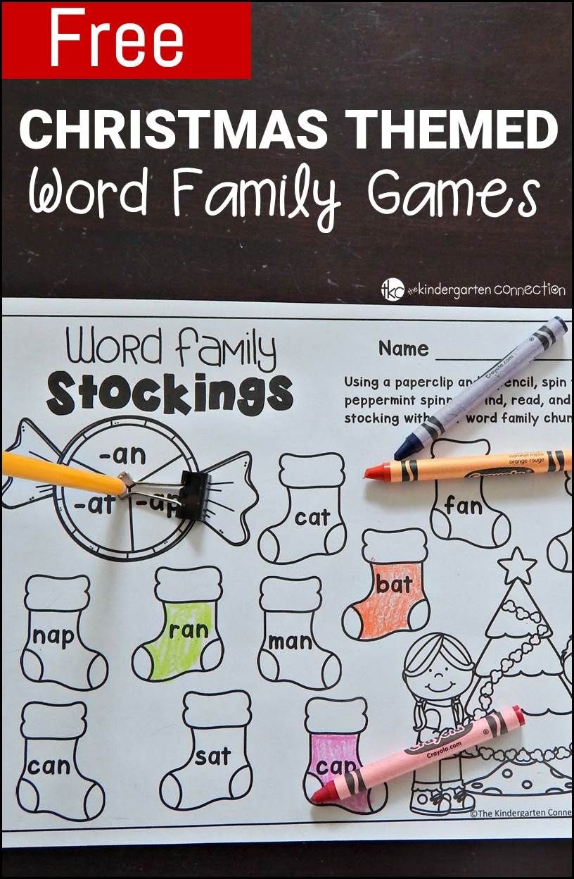 Free Printable Christmas-Themed Word Family Games | Kinderland - Free Printable Word Family Games