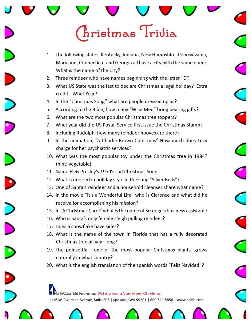 Free Printable Christmas Trivia Questions | Trivia | Christmas - Free Printable Christmas Trivia Quiz
