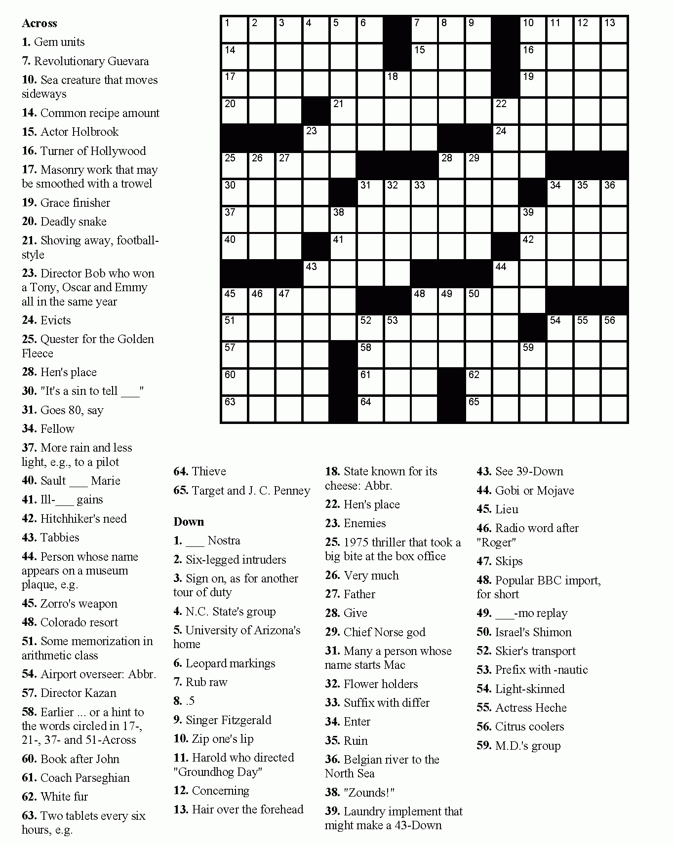 Free Printable Crossword Puzzles Easy For Adults | My Board | Free - Free Printable Crosswords Easy