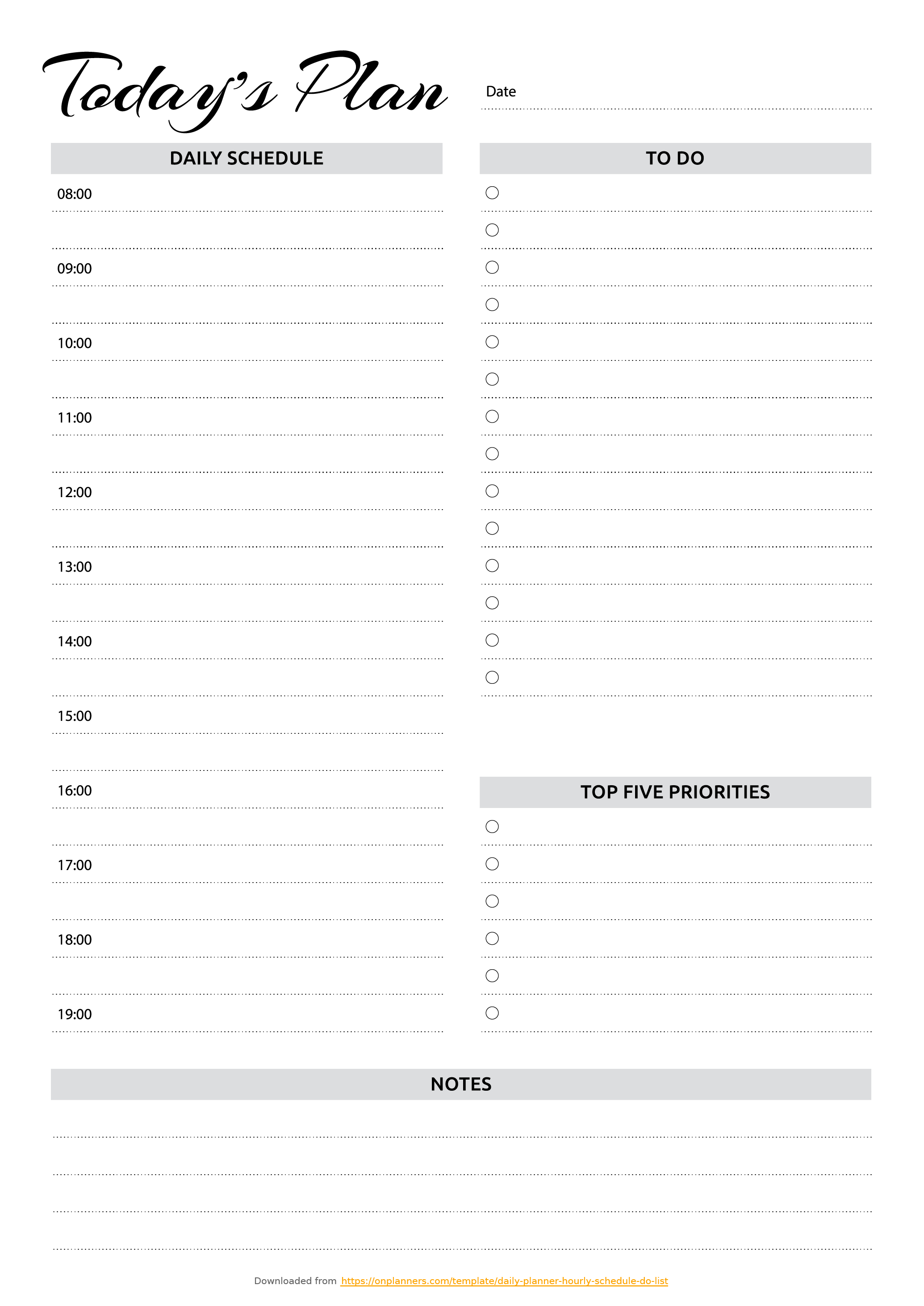 Free Printable Daily Planner With Hourly Schedule &amp; To-Do List Pdf - Free Printable To Do List Pdf