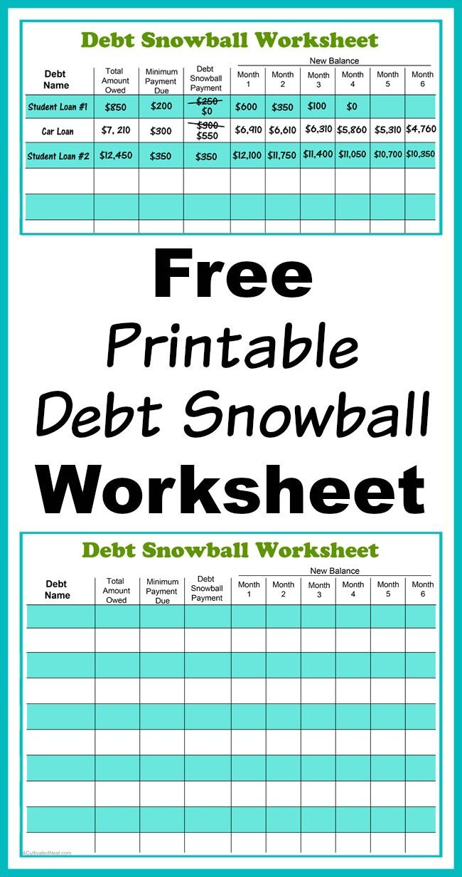 Free Printable Debt Snowball Worksheet | Living Frugally - Money - Free Printable Debt Payoff Worksheet