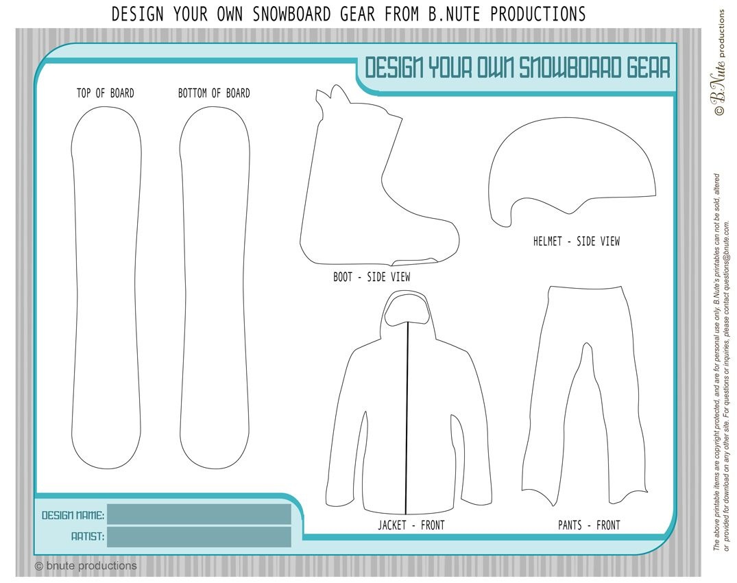 Free Printable Design Your Own Snowboard Gear | Snowboarding - Free Printable Gears
