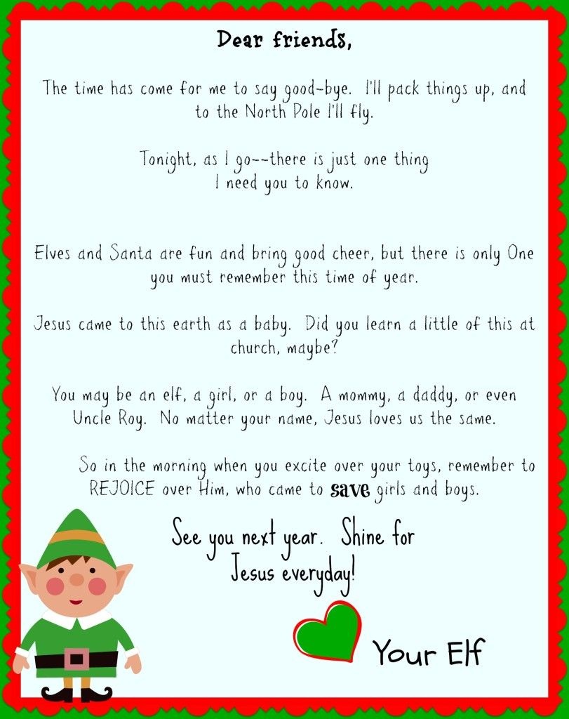 Free Printable Elf On The Shelf Goodbye Letter {Jesus Focused} | The - Elf On The Shelf Goodbye Letter Free Printable