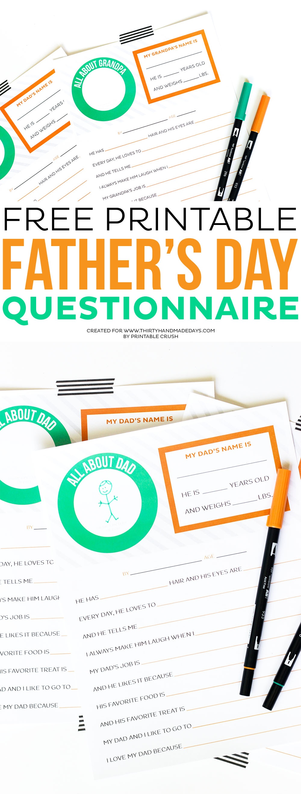Free Printable Father&amp;#039;s Day Questionnaire - Thirty Handmade Days - Free Printable Dad Questionnaire