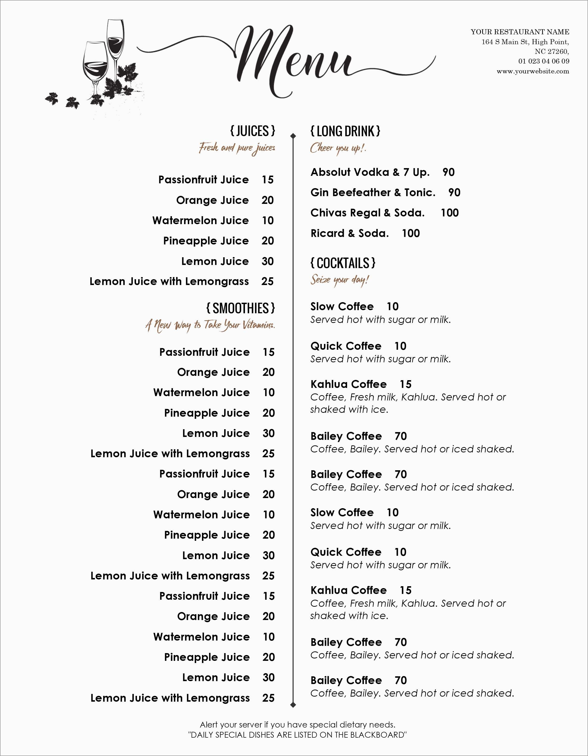 Free Printable Food Menu Templates Luxury 30 Restaurant Menu - Design A Menu For Free Printable