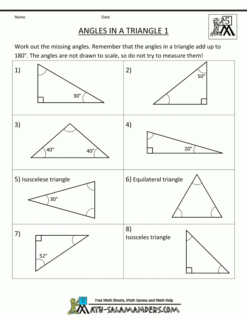 Free-Printable-Geometry-Sheets-Angles-In-A-Triangle-1.gif 790×1,022 - Free Printable Geometry Worksheets For Middle School