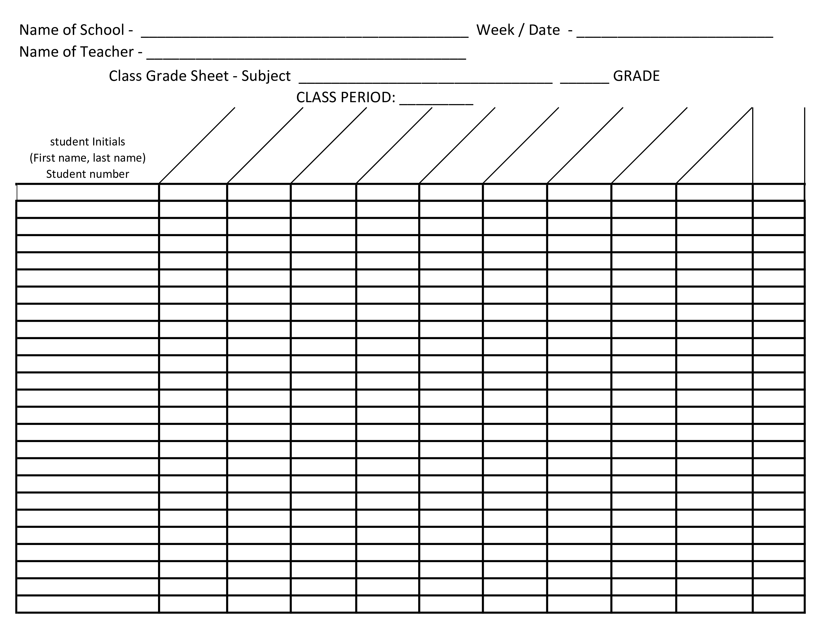 Free Printable Grade Sheet Free Printable