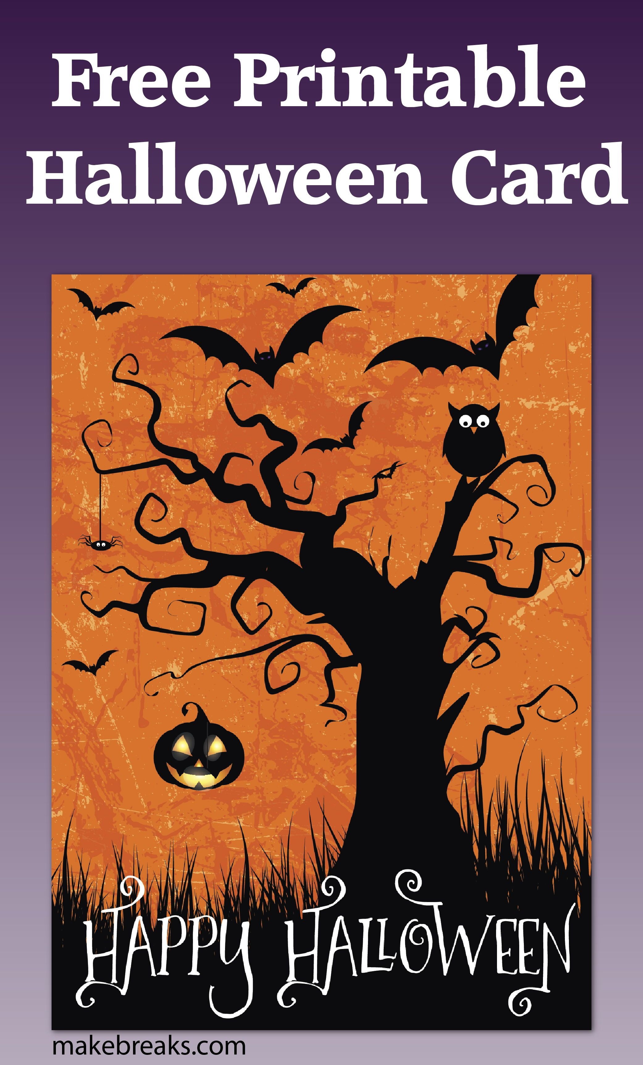 Free Printable Happy Halloween Card Or Party Invitation | Free Party - Printable Halloween Cards To Color For Free