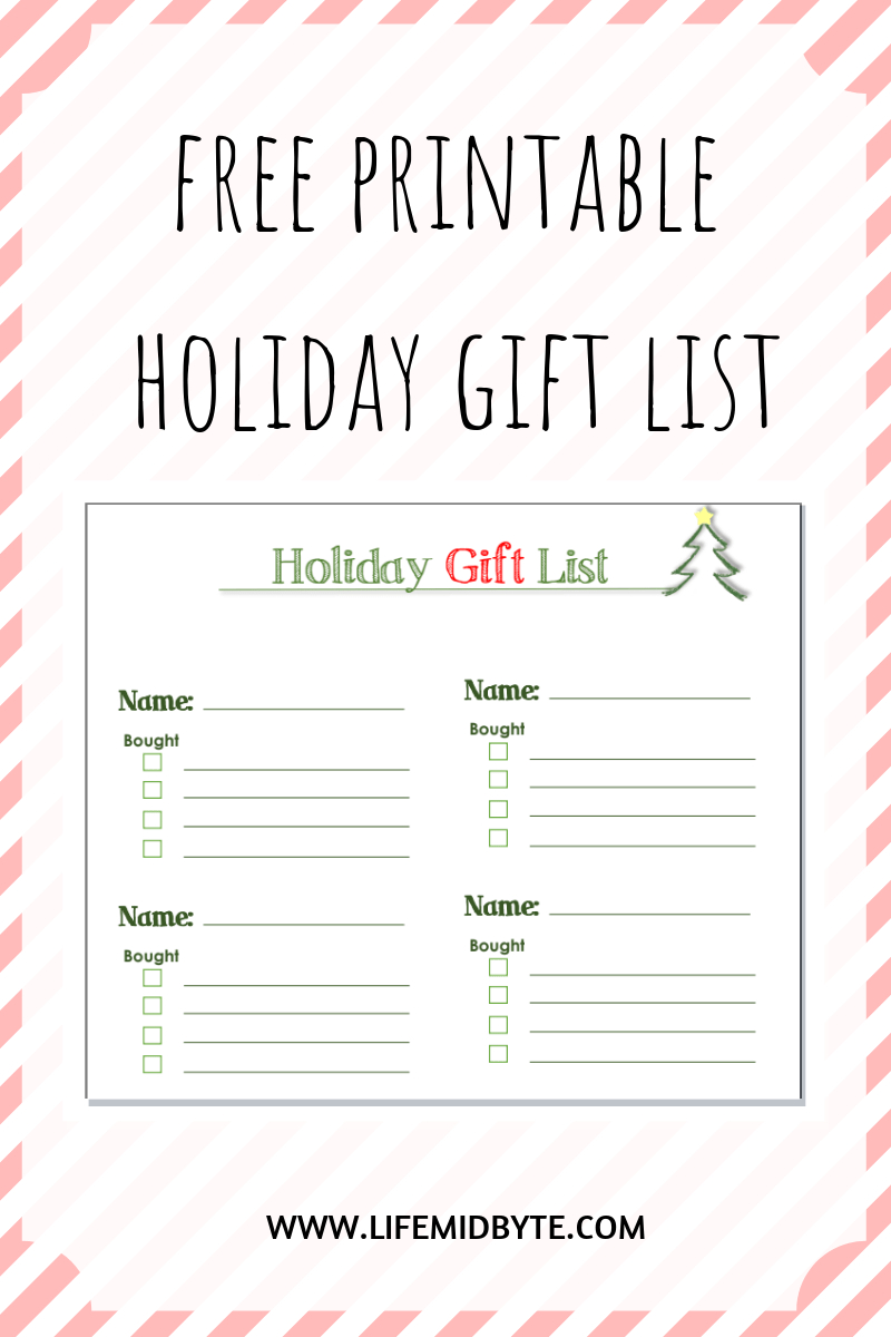 Free Printable Holiday Gift List #freeprintable #printable - Free Printable Gift List
