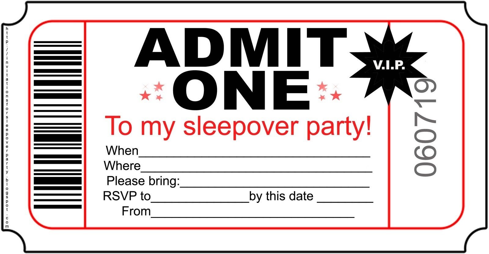 Free Printable Invitations For Kids Sleepover – Invitationlayout - Free Printable Movie Ticket Birthday Party Invitations