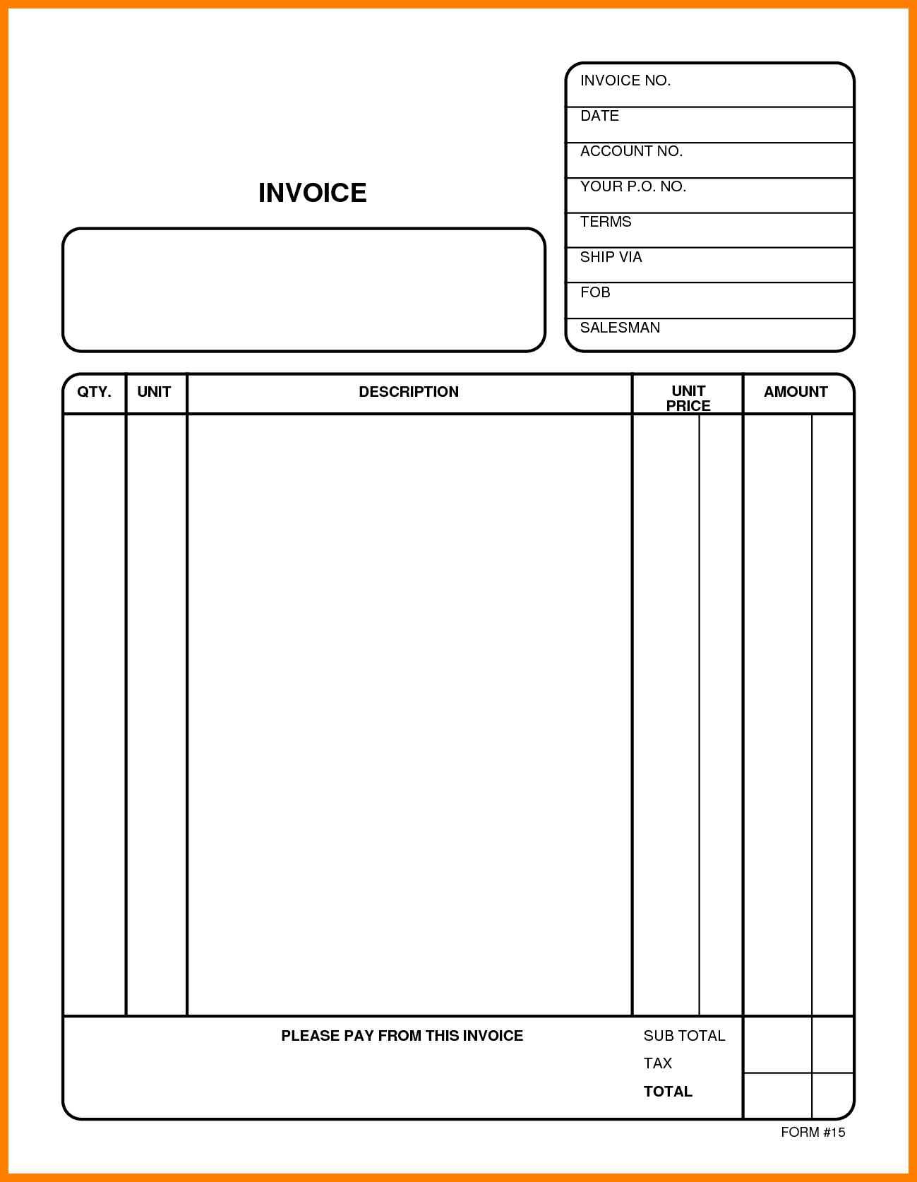 Blank Invoices Printable Printable World Holiday