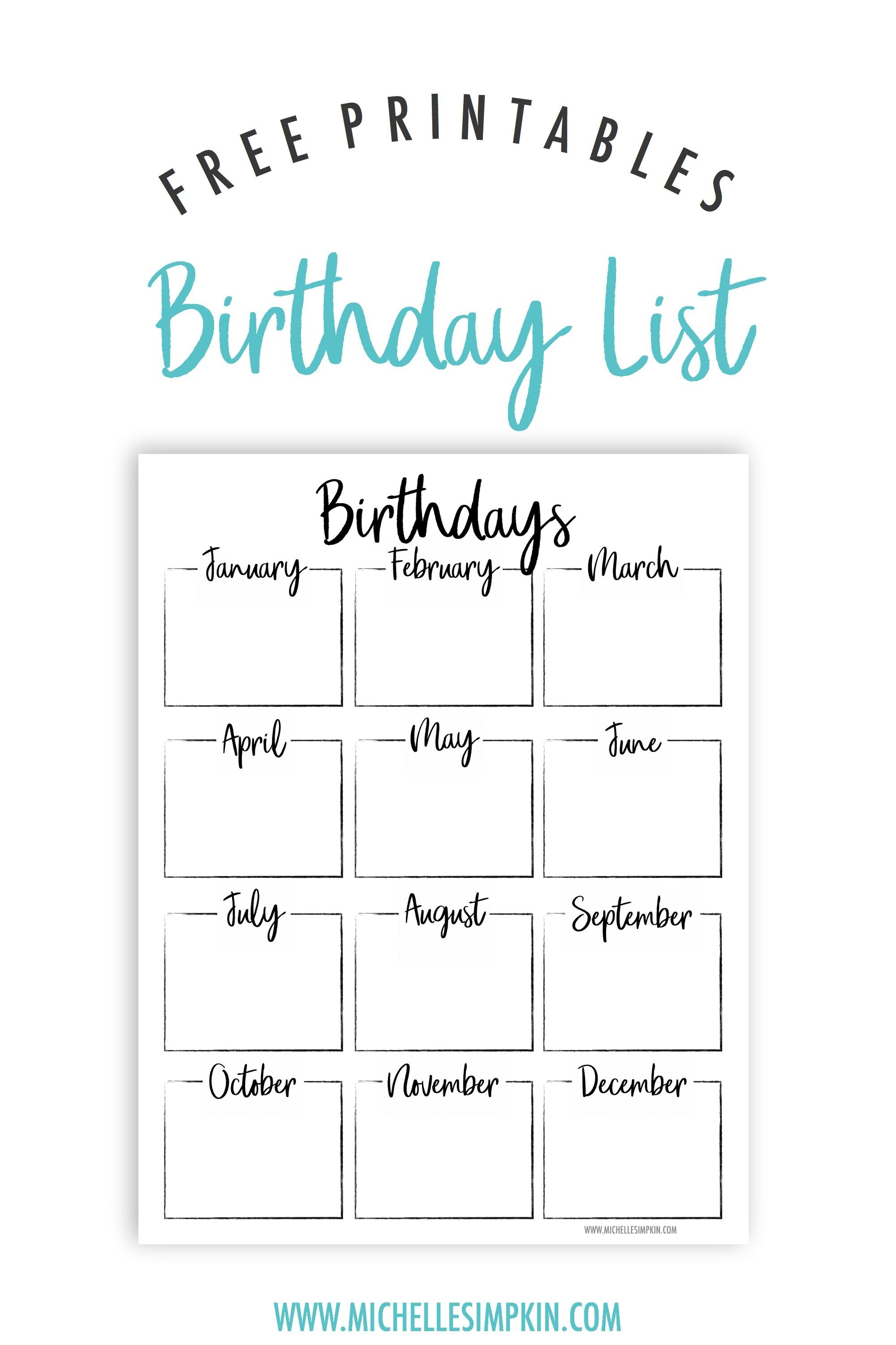 Free Printable! Keep Track Of All Your Friends And Family Birthdays - Free Printable Birthday Graph