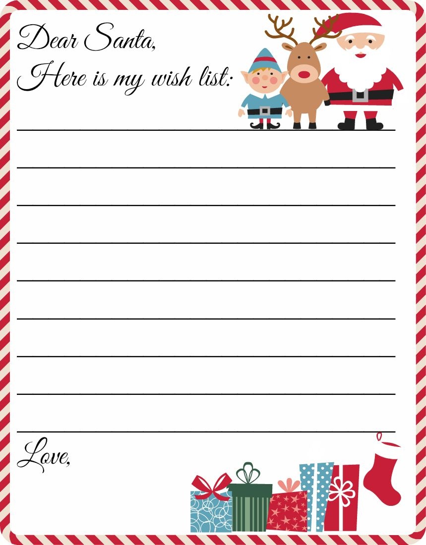 Free Printable Letter To Santa Template ~ Cute Christmas Wish List - Free Printable Santa Letter Paper