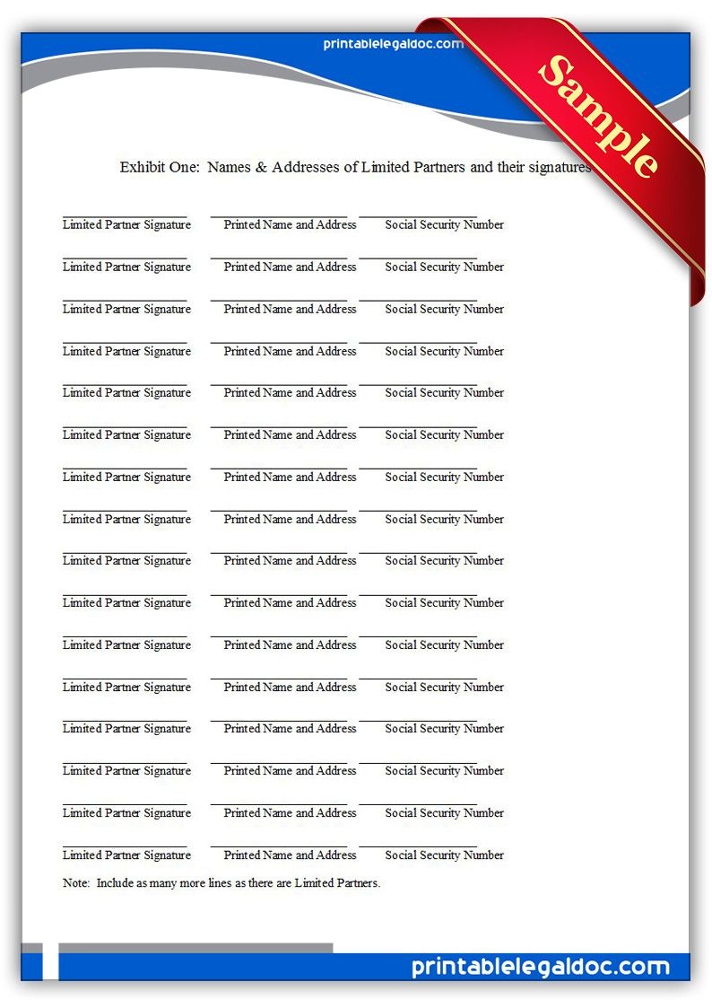 Free Printable Limited Partnership Agreement Legal Forms | Printable - Free Sample Coupons Printable