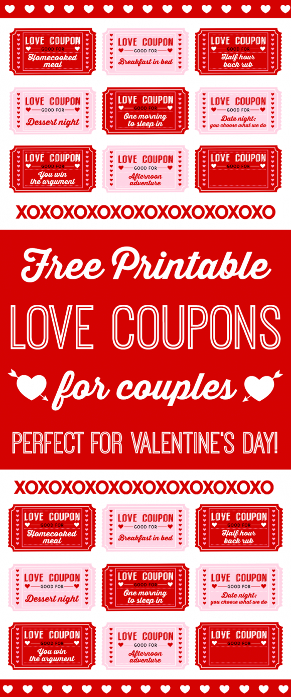 Free Printable Love Coupons For Couples On Valentine&amp;#039;s Day - Free Printable Love Coupons