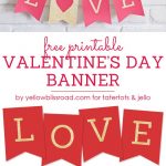 Free Printable Love Valentine's Day Glitter Banner | Valentine's Day   Free Printable Valentine's Day Decorations
