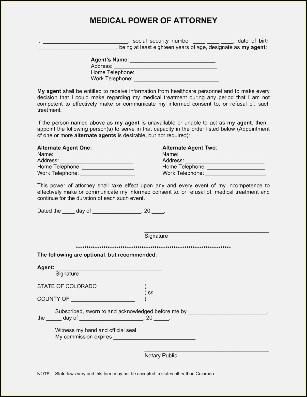 Free Printable Medical Power Of Attorney Forms - Form : Resume - Free Printable Medical Power Of Attorney